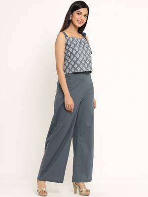 Grey Cotton stitched   Top  with     palazzo 4