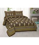 Green  PURE COTTON  JAIPURI EHTNIC KING SIZE DOUBLE BED SHEET WITH PILLOW COVER