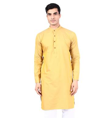 Yellow plain cotton men-kurtas 1