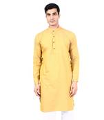 Yellow plain cotton men-kurtas