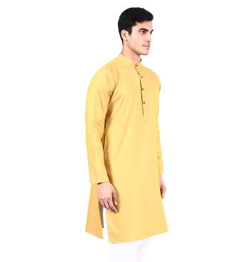 Yellow plain cotton men-kurtas 2