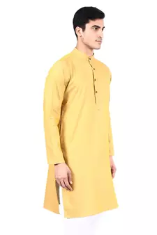 Yellow plain cotton men-kurtas