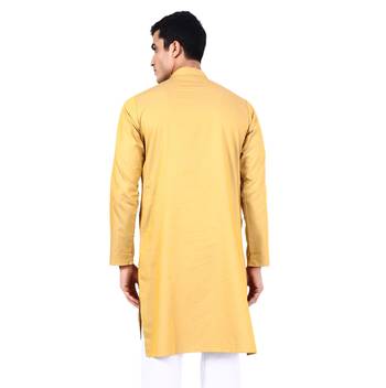 Yellow plain cotton men-kurtas 3