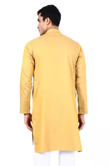 Yellow plain cotton men-kurtas