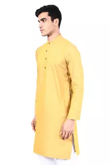 Yellow plain cotton men-kurtas
