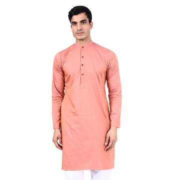 Pink plain cotton men-kurtas 1