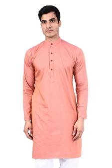 Pink plain cotton men-kurtas