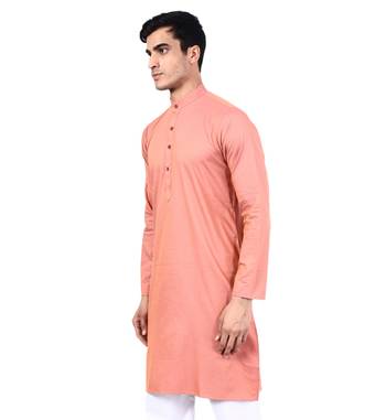 Pink plain cotton men-kurtas 2
