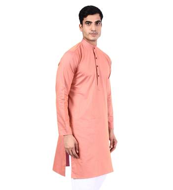 Pink plain cotton men-kurtas 4