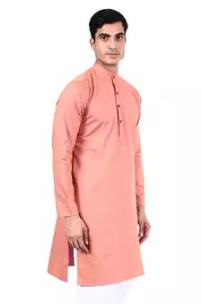 Pink plain cotton men-kurtas