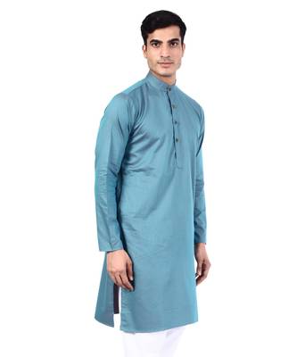 Blue plain cotton men-kurtas 2