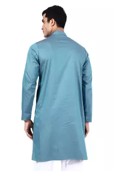 Blue plain cotton men-kurtas