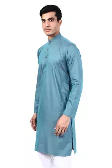 Blue plain cotton men-kurtas