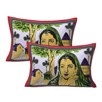 RED  Traditional Jaipuri  Cotton Double Bedsheet with 2 Pillow Covers 3
