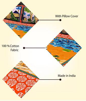 ORANGE  Traditional Jaipuri  Cotton Double Bedsheet with 2 Pillow Covers 4