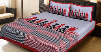RED  Traditional Jaipuri  Cotton Double Bedsheet with 2 Pillow Covers 1