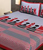 RED  Traditional Jaipuri  Cotton Double Bedsheet with 2 Pillow Covers