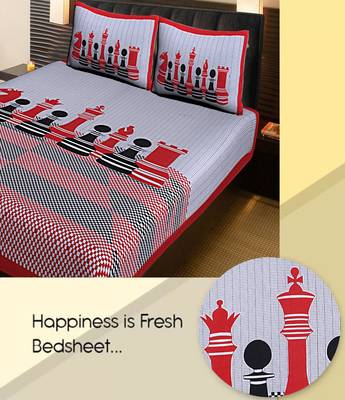 RED  Traditional Jaipuri  Cotton Double Bedsheet with 2 Pillow Covers 2
