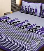 PURPLE  Traditional Jaipuri  Cotton Double Bedsheet with 2 Pillow Covers