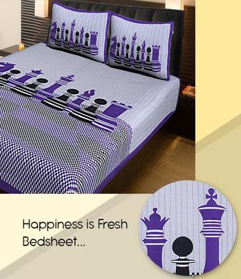 PURPLE  Traditional Jaipuri  Cotton Double Bedsheet with 2 Pillow Covers 2