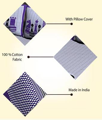 PURPLE  Traditional Jaipuri  Cotton Double Bedsheet with 2 Pillow Covers 4