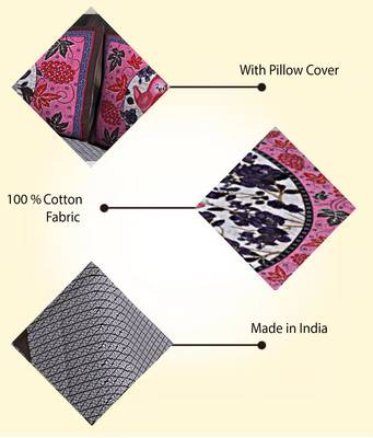 PINK  Traditional Jaipuri  Cotton Double Bedsheet with 2 Pillow Covers 4