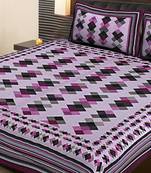 PURPLE  Traditional Jaipuri  Cotton Double Bedsheet with 2 Pillow Covers