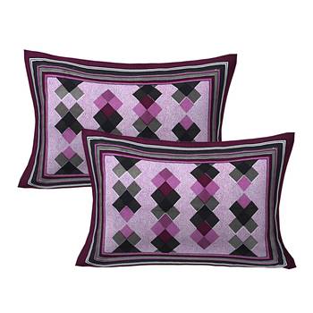 PURPLE  Traditional Jaipuri  Cotton Double Bedsheet with 2 Pillow Covers 3