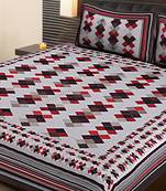 RED  Traditional Jaipuri  Cotton Double Bedsheet with 2 Pillow Covers