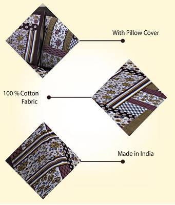 BROWN  Traditional Jaipuri  Cotton Double Bedsheet with 2 Pillow Covers 4