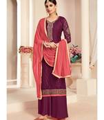 wine brasso unstitched embroidered top and bottom with dupatta