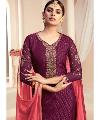 wine brasso unstitched embroidered top and bottom with dupatta 2