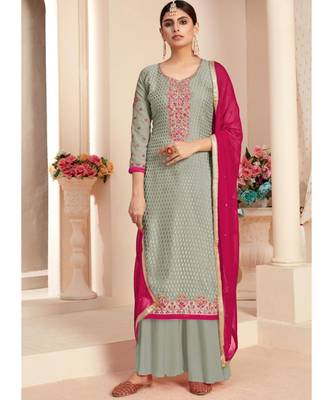 grey brasso unstitched embroidered top and bottom with dupatta 1