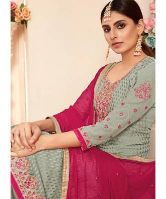 grey brasso unstitched embroidered top and bottom with dupatta 2