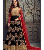 black georgette unstitched embroidered top and bottom with dupatta