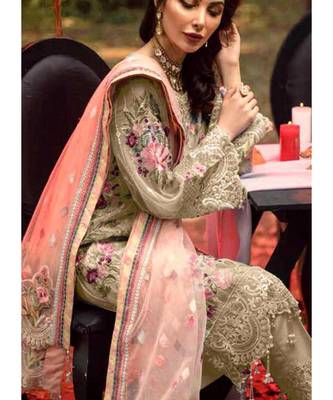 sea-green net unstitched embroidered top and bottom with dupatta 2