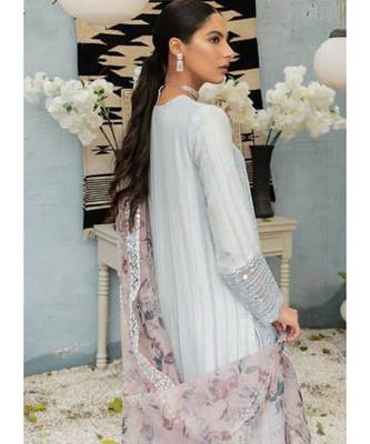 sky-blue georgette unstitched embroidered top and bottom with dupatta 2
