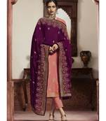 baby-pink jacquard unstitched embroidered top and bottom with dupatta