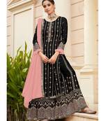 black georgette unstitched mirror top and bottom with dupatta