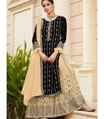 black georgette unstitched mirror top and bottom with dupatta