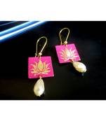 Brass Etched Lotus Earrings
