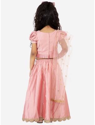 Pink embroidered polyester stitched lehenga 5