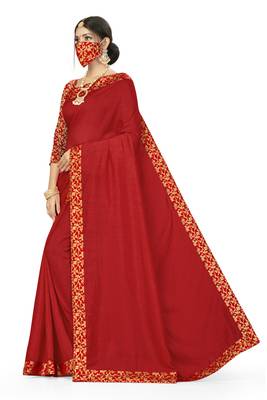 Red Woven Art Silk Blend Saree With Blouse 1