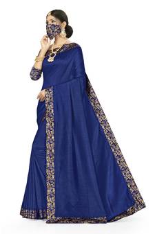 Navy Blue Woven Art Silk Blend Saree With Blouse