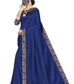 Navy Blue Woven Art Silk Blend Saree With Blouse