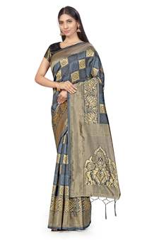 Multicolor Woven  Art Silk Saree With Blouse