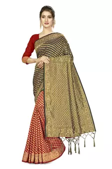 Multicolor Woven  Art Silk Saree With Blouse