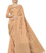 Beige Woven  Art Silk Saree With Blouse