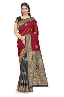 Multicolor Woven  Art Silk Saree With Blouse