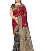 Multicolor Woven Art Silk Saree With Blouse